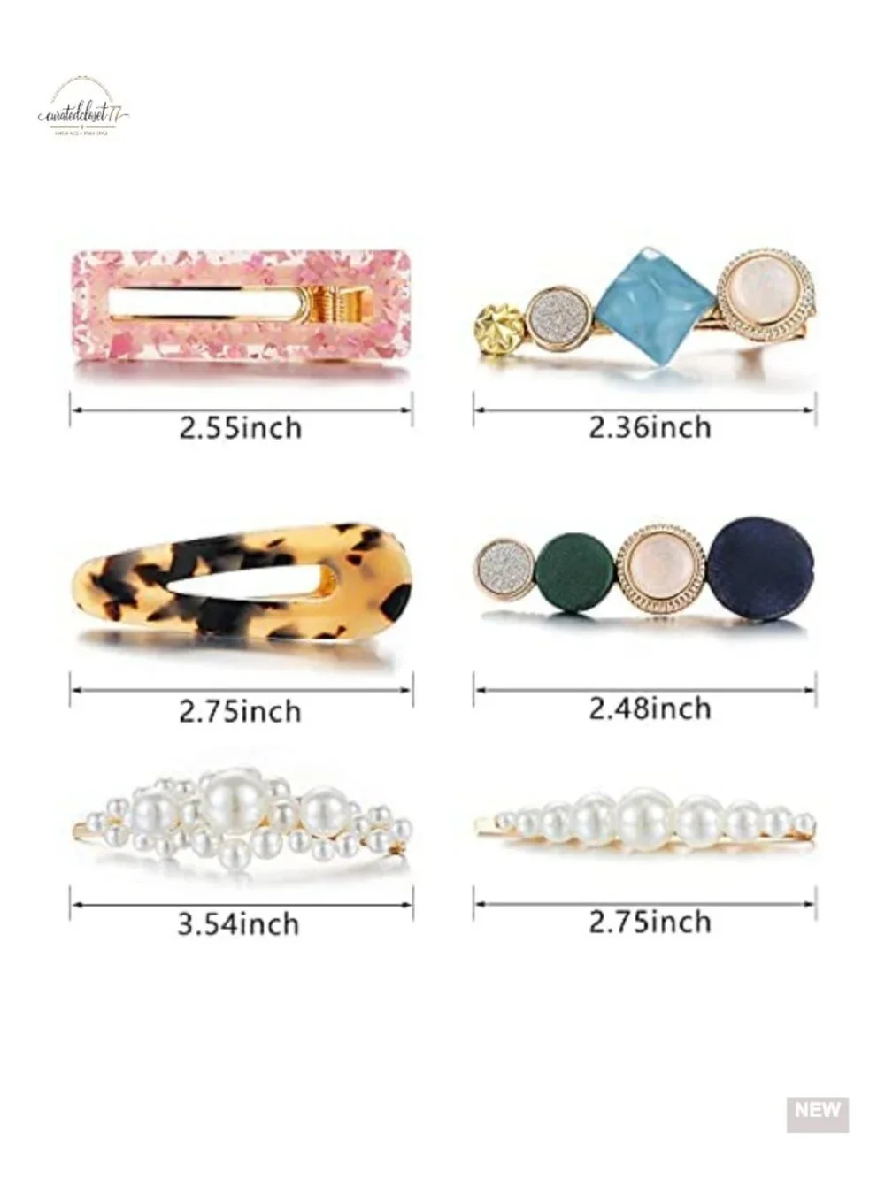 20 Pearl Hair Clips Acrylic Resin Barrettes Bobby Pins Metal Alloy Hair Styling
